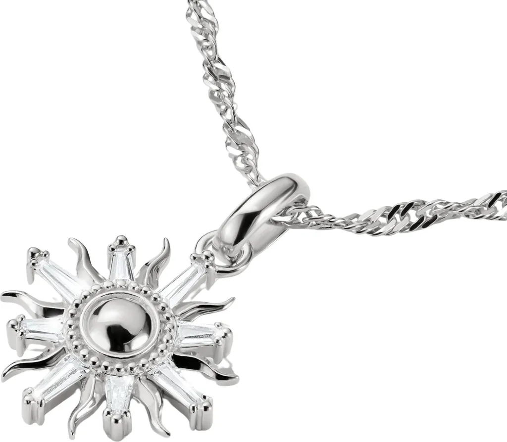 Bijou Soleil Argent Anti-Ternissement avec Pierres Blanches Fixes - 5