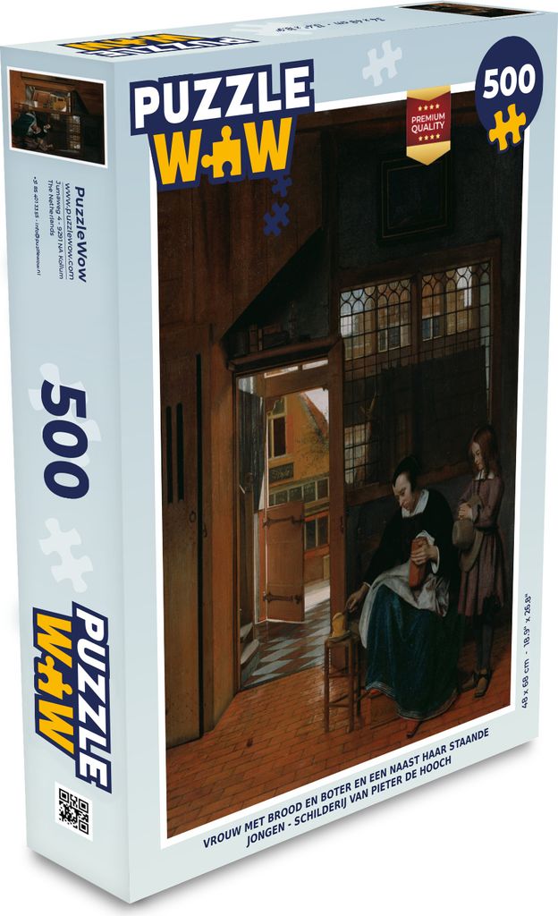 MuchoWow Puzzle 500 Teile Frau mit Brot und Butter und einem daneben stehenden Jungen - Gemälde von Pieter de - Denken - Spiel - Toy
