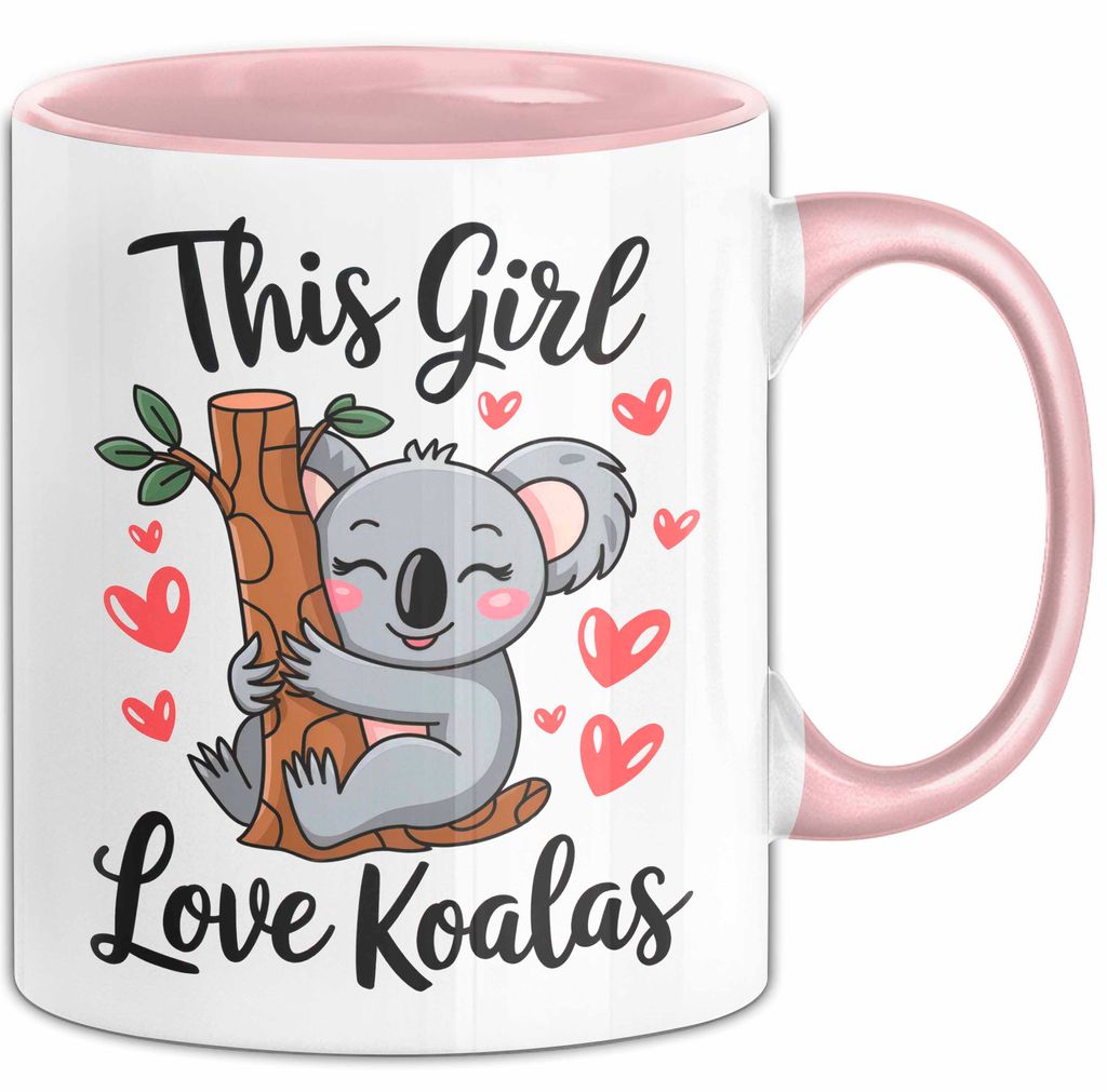 Koala Tierliebhaber Tasse Geschenk Lustige Geschenkidee Spruch Dieses Mädchen Liebt Koalas (Rosa)