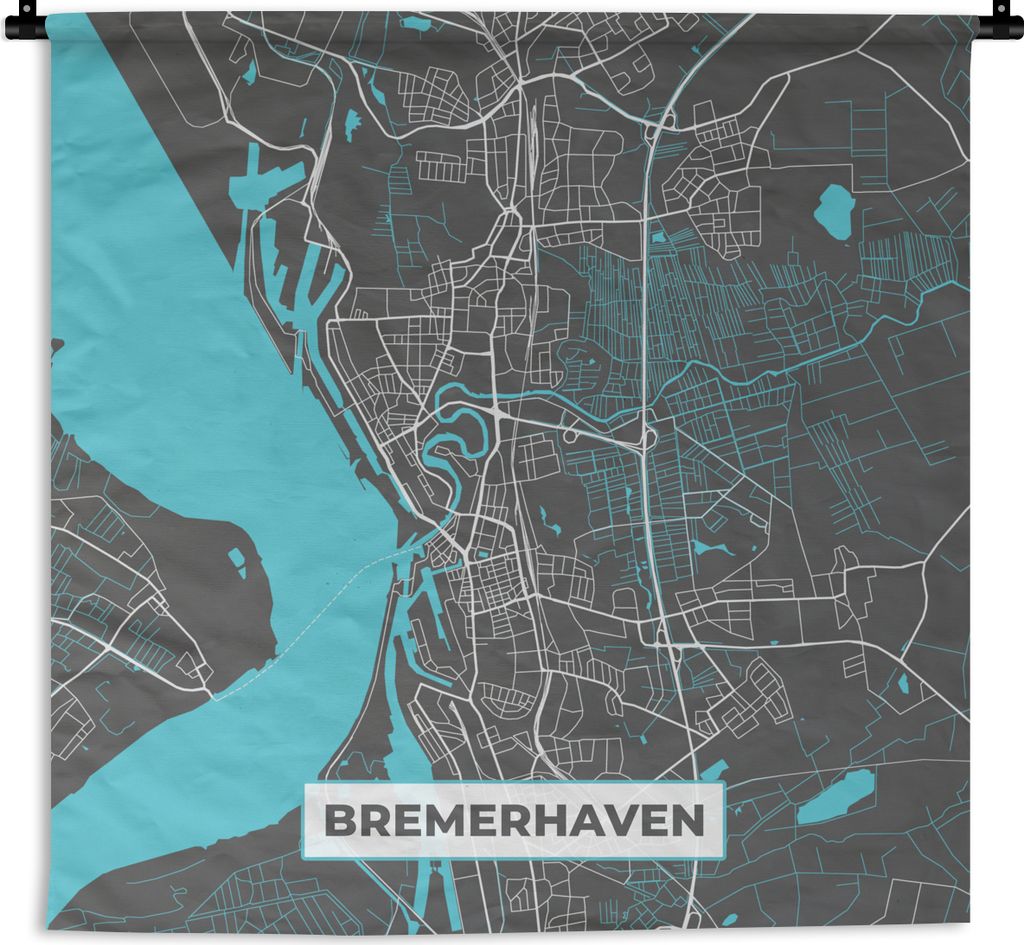 MuchoWow Wandteppich Wandbehang Stadtplan - Bremerhaven - Deutschland - Karte 120x120 cm Tapisserie Dekoration Wandtuch - Modern - Baumwollgewebe