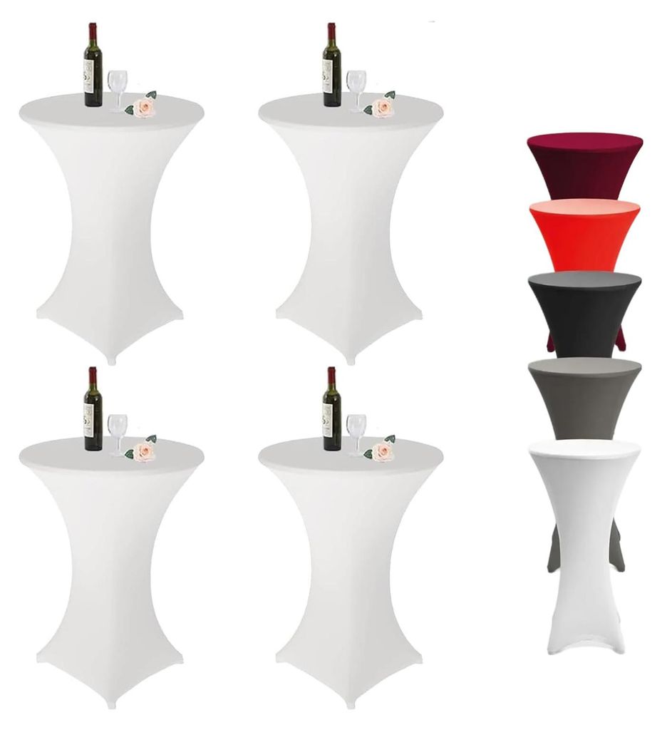 Elastische Tischhussen für Stehtische, Ø 80 – 85 cm, Weihnachten, maschinenwaschbar bis 40°C, Bar, runder Tisch, Hochzeit, Geburtstagsfeier (W...