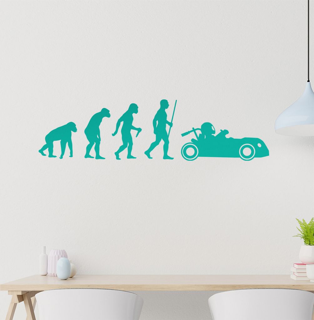 Kartsport fahren Evolution Wandtattoo Wandaufkleber Wall Sticker - Dekoration, Küche, Wohnzimmer, Schlafzimmer, Badezimmer
