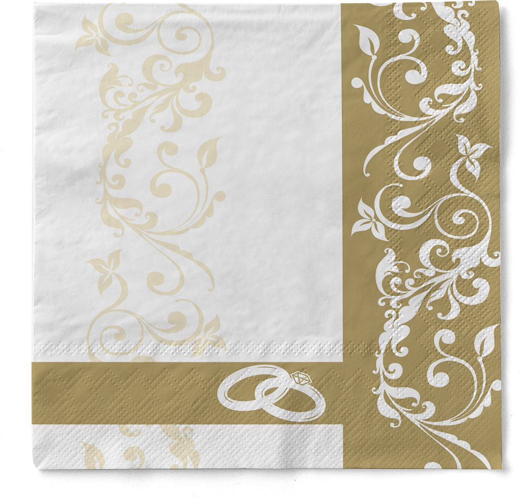 Sovie HORECA Serviette Hochzeit in Gold aus Tissue 33 x 33 cm, 3-lagig, 100 Stück