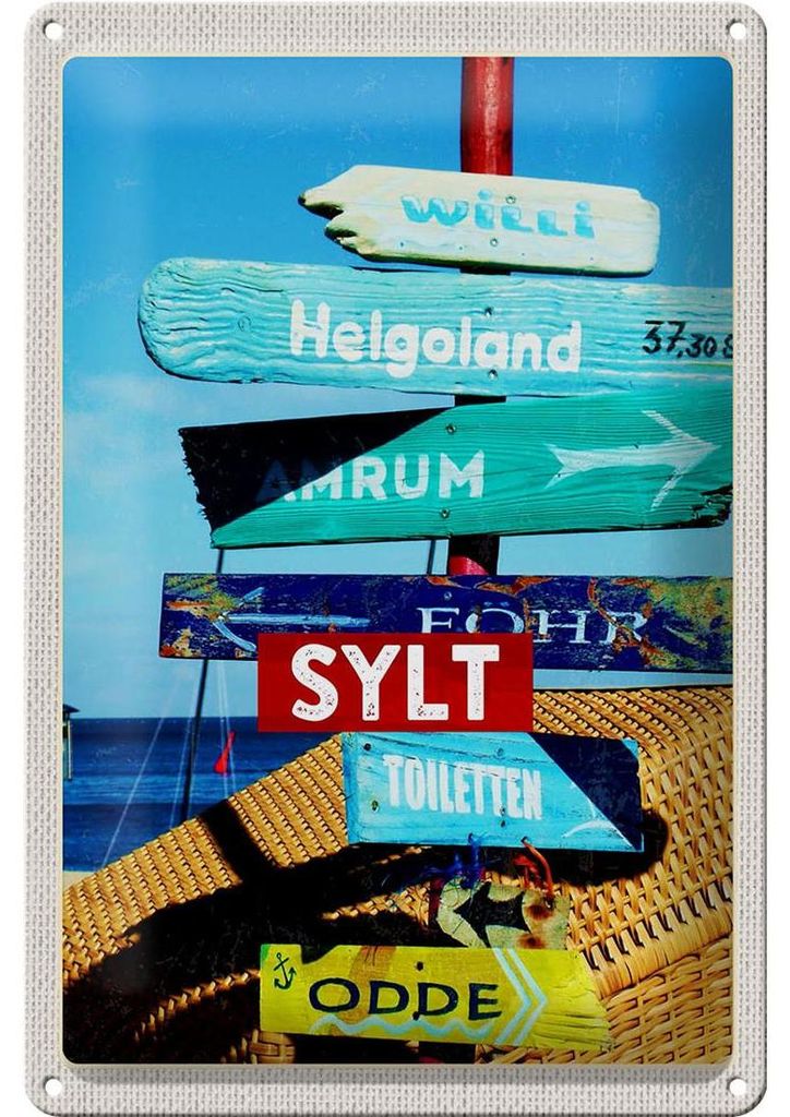 Blechschild Reise 20x30cm Sylt Insel Deutschland Helgoland