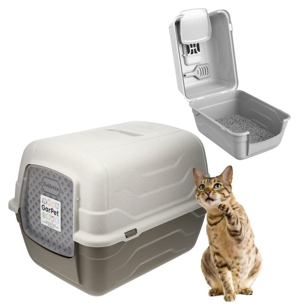 Katzenklo mit Deckel Schaufel und Aktivkohlefilter - Produktbild 
