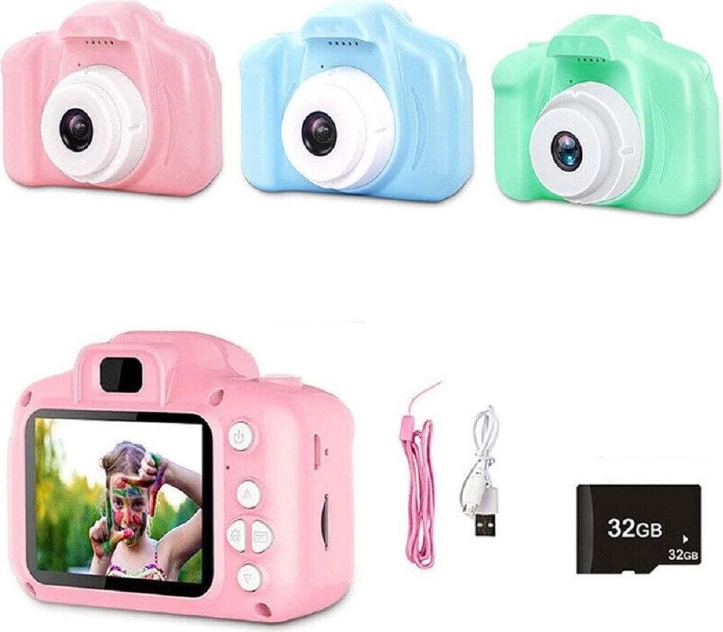 Kinderkamera 48MP 1080P HD Digitalkamera Spielzeug mit 32GB SD Karte Kinderkamera 8-facher Digitalzoomür - 3-14 Jahre Mädchen Jungen Geburtstag