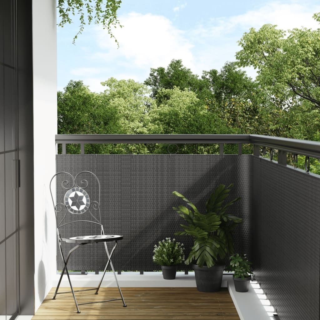 Möbel Balkon-Sichtschutz Anthrazit 300x100 cm Poly Rattan - Gartenzaun 156237