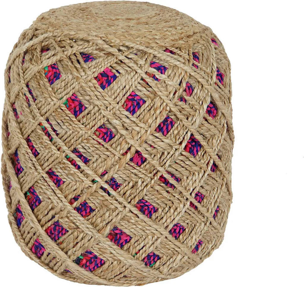 Repose-pieds Artisanal en Jute Marron et Couleurs Home ESPRIT 40cm