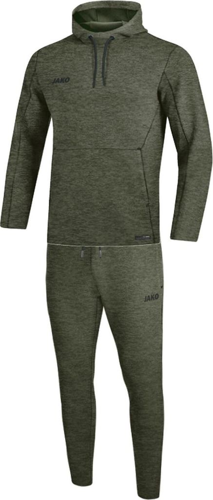 JAKO Unisex Jogginganzug Premium Basics mit Kapuzensweat, Farbe:khaki meliert, Größe:S