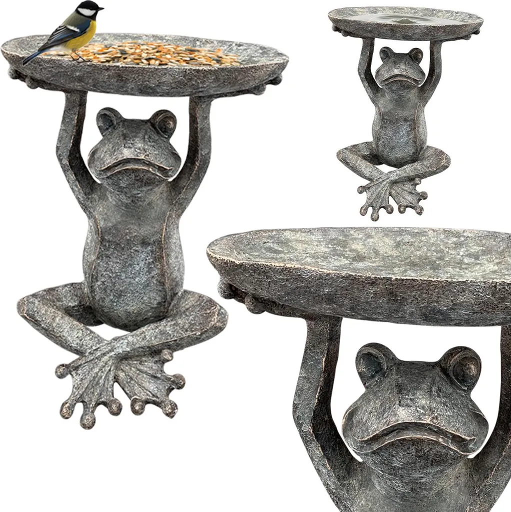 Bain d'oiseaux avec grenouille décorative 17x23x29cm - EXNER GmbH - 4