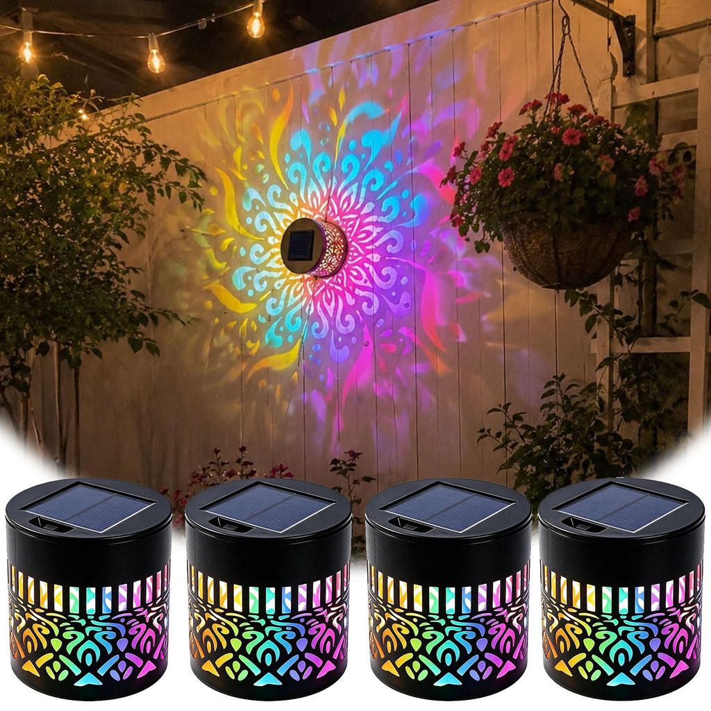Solar Wandleuchten 4er Set, Mandala Effekt Produktbild 