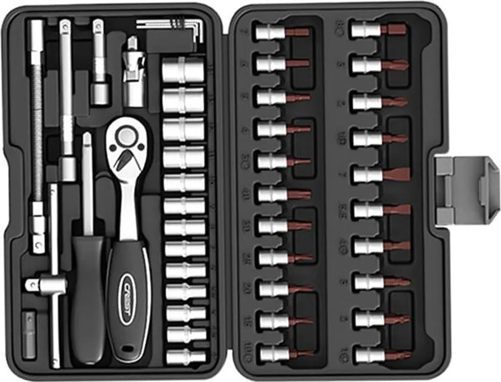 Kit Bussole INF 46 pz 1/4": Cricchetto Curvo 72 Denti per Meccanica