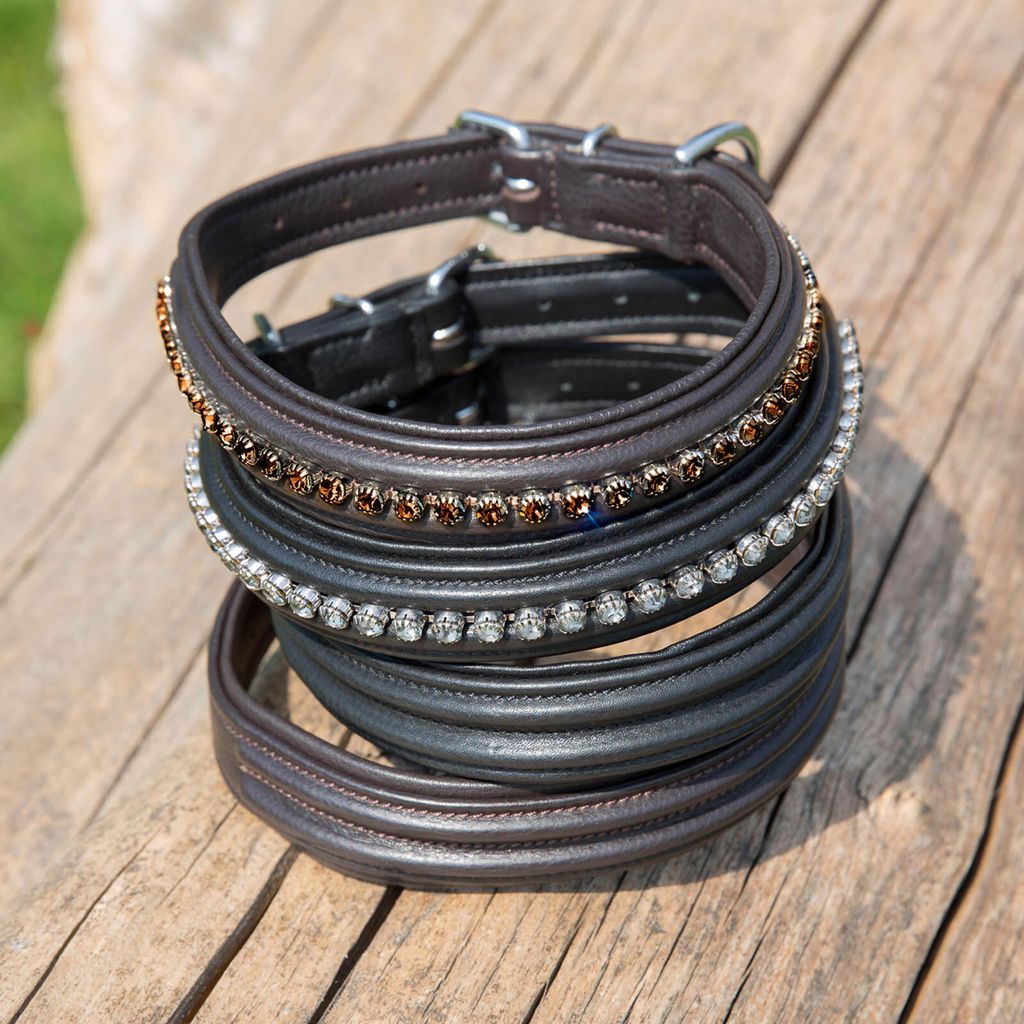 Kieffer Hundehalsband Ultrasoft Fashion in schwarz oder braun, Farbe:schwarz, Größe:47 cm-schwarz genähtohne Kette