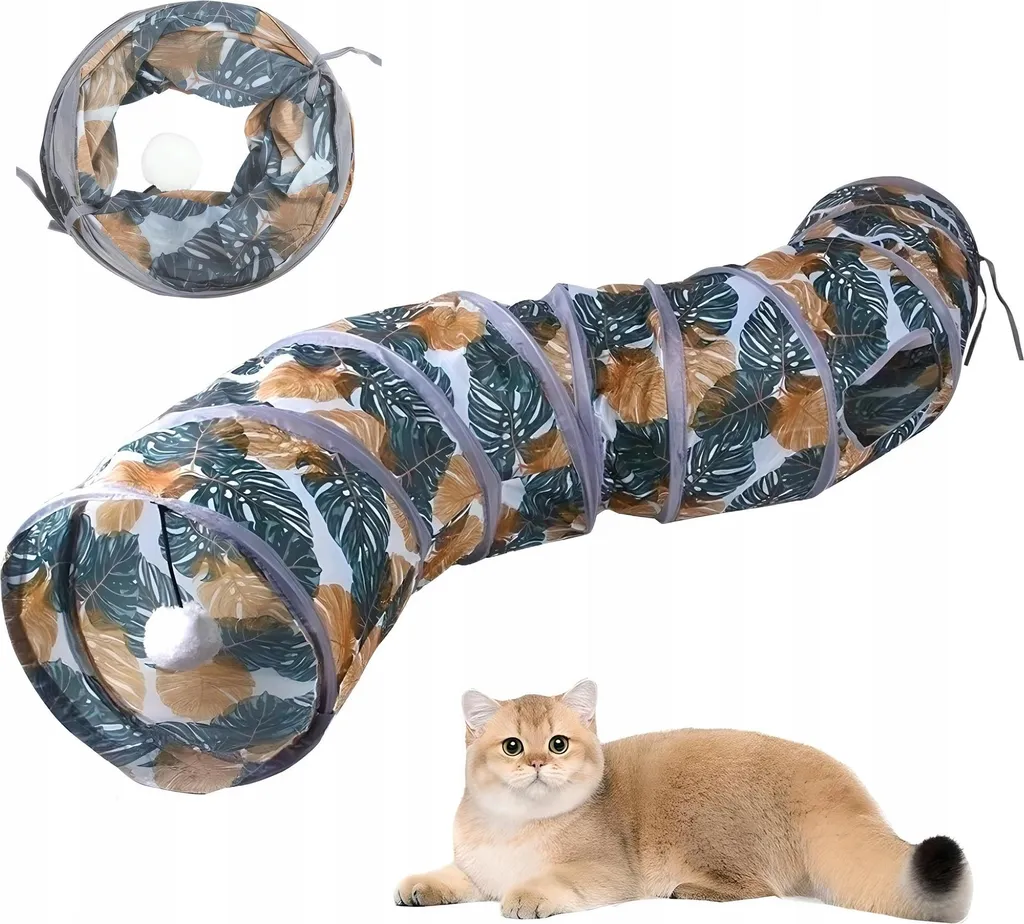 Tunnel per Gatti 125cm Pieghevole con Palla - Divertimento Infinito