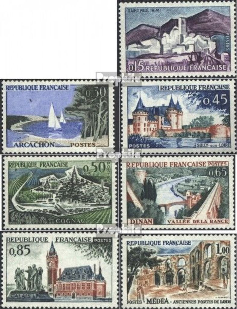 Briefmarken Frankreich 1961 Mi 1365-1371 (kompl.Ausg.) postfrisch Landschaften