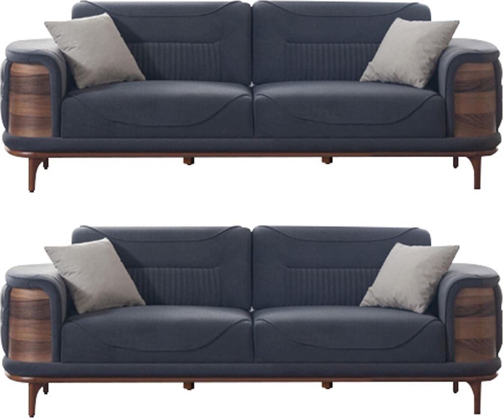 Zwei dunkelgraue Sofas im modernen Stil mit Holzbeinen für ein Wohnzimmer