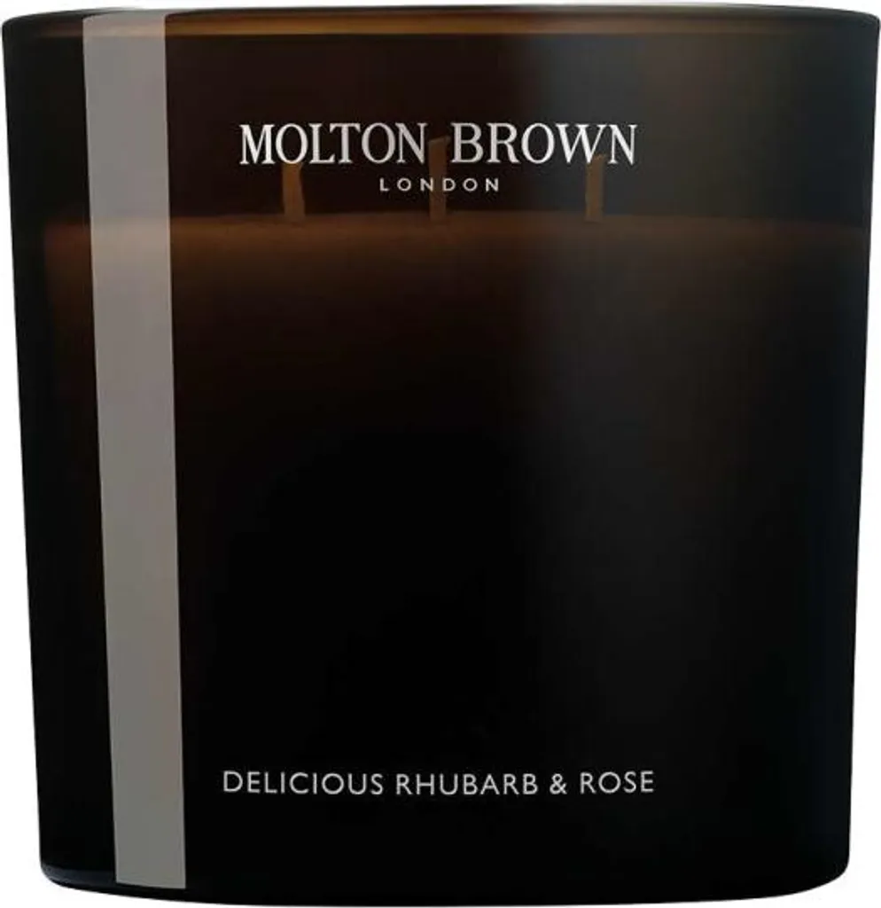 Bougie parfumée 3 mèches Delicious Rhubarb & Rose luxe format 600g