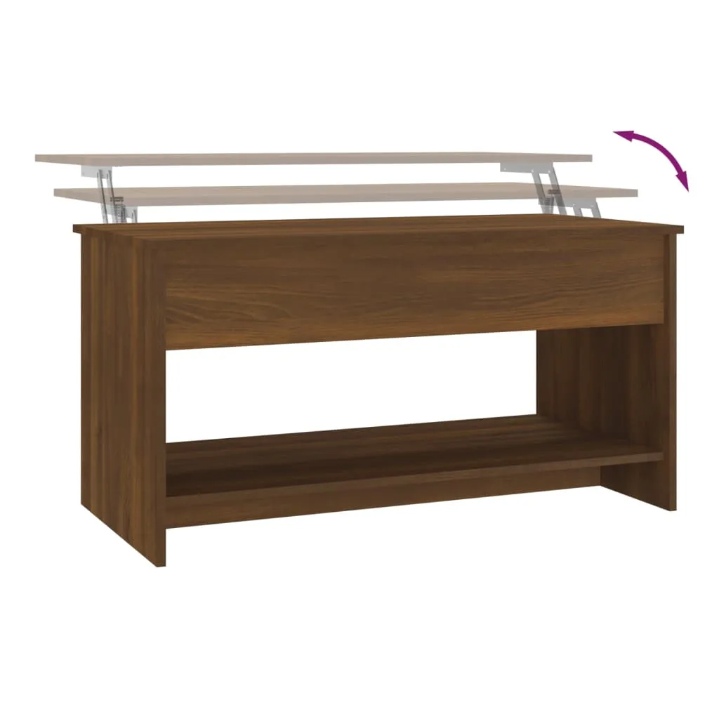 Table basse rectangulaire 102 cm aspect chêne marron bois aggloméré - 14