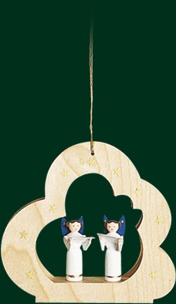 Christbaumschmuck Wolke natur mit Singenden Engeln Höhe= 9cm NEU