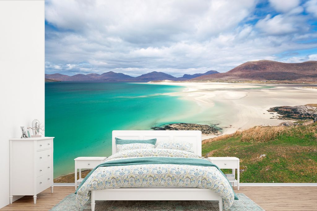 MuchoWow Fototapete für Wohnzimmer oder Schlafzimmer Wandtapete Vinyl Motivtapete Strand - Wasser - England - 330x220 cm - Fototapeten
