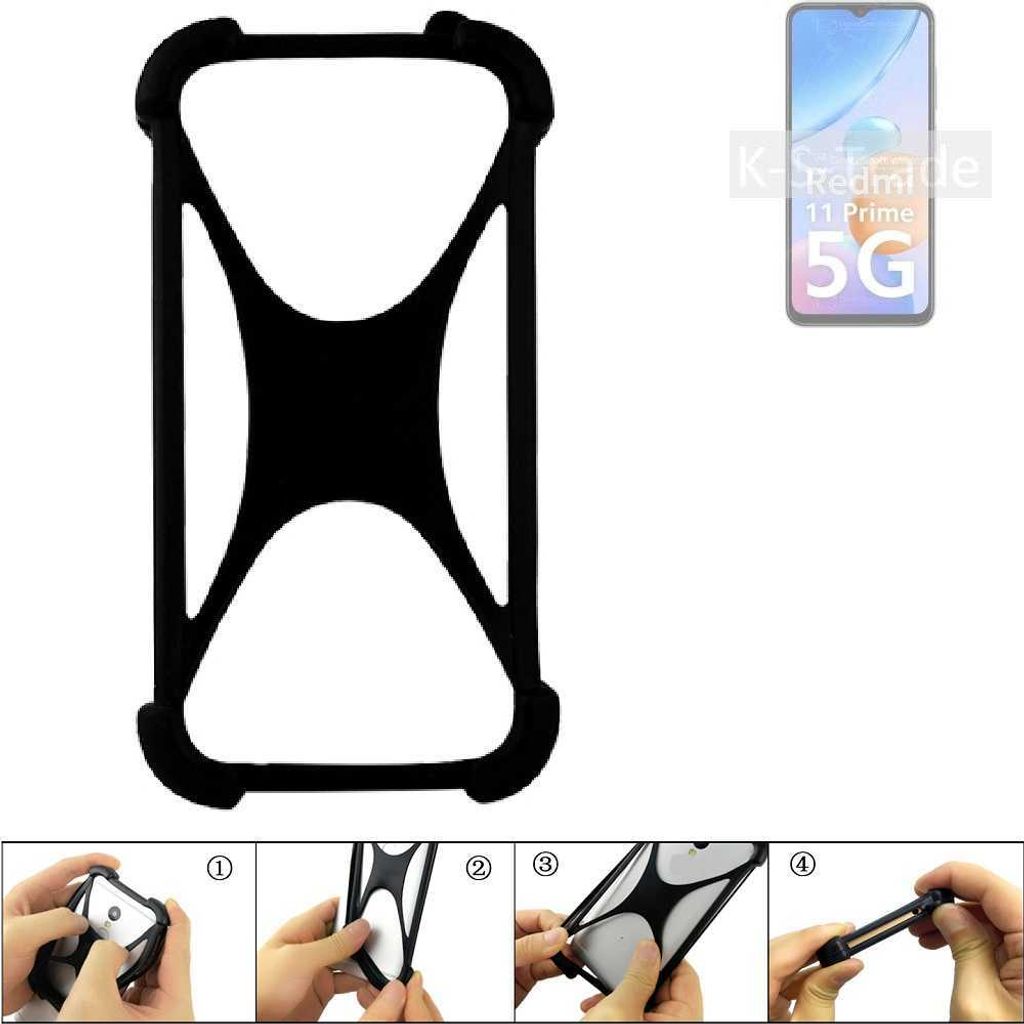 K-S-Trade Handy-Hülle Schutz-Hülle kompatibel mit Xiaomi Redmi 11 Prime 5G Silikon Bumper TPU Softcase Smartphone Stoßschutz, schwarz