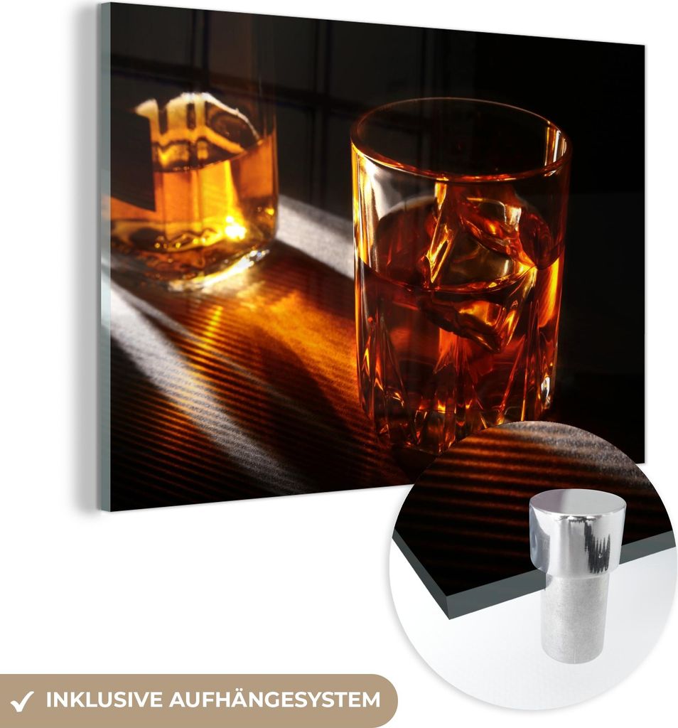 MuchoWow Glasbilder - Bilder auf Wandbild - Foto auf Glas Gläser - Whiskey - Getränke 30x20 cm Wanddekoration aus Glas - Acrylglasbild - Acrylbil...
