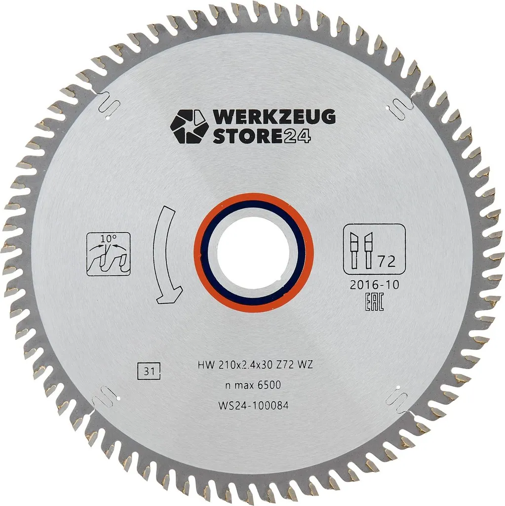 Lame de scie circulaire bois 210 x 2,4 x 30 WZ72 WS24-100084 HM