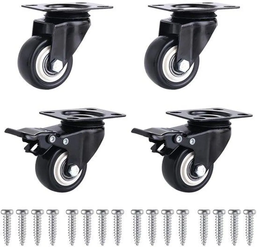 Roulettes de Meubles 50 mm Robustes - Charge 60 kg - Lot de 4 Pièces