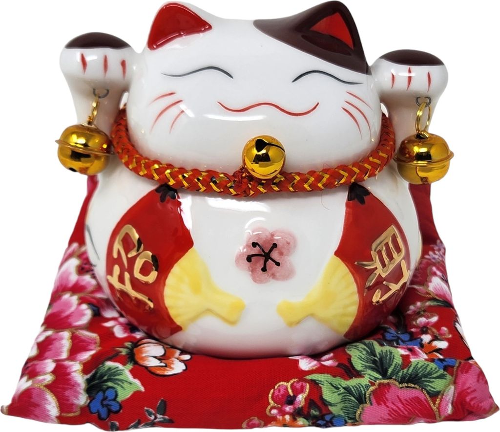 Spardose als Keramik Winkekatze HF14009-1 – 12 cm, Glücksbringer für Reichtum & Erfolg