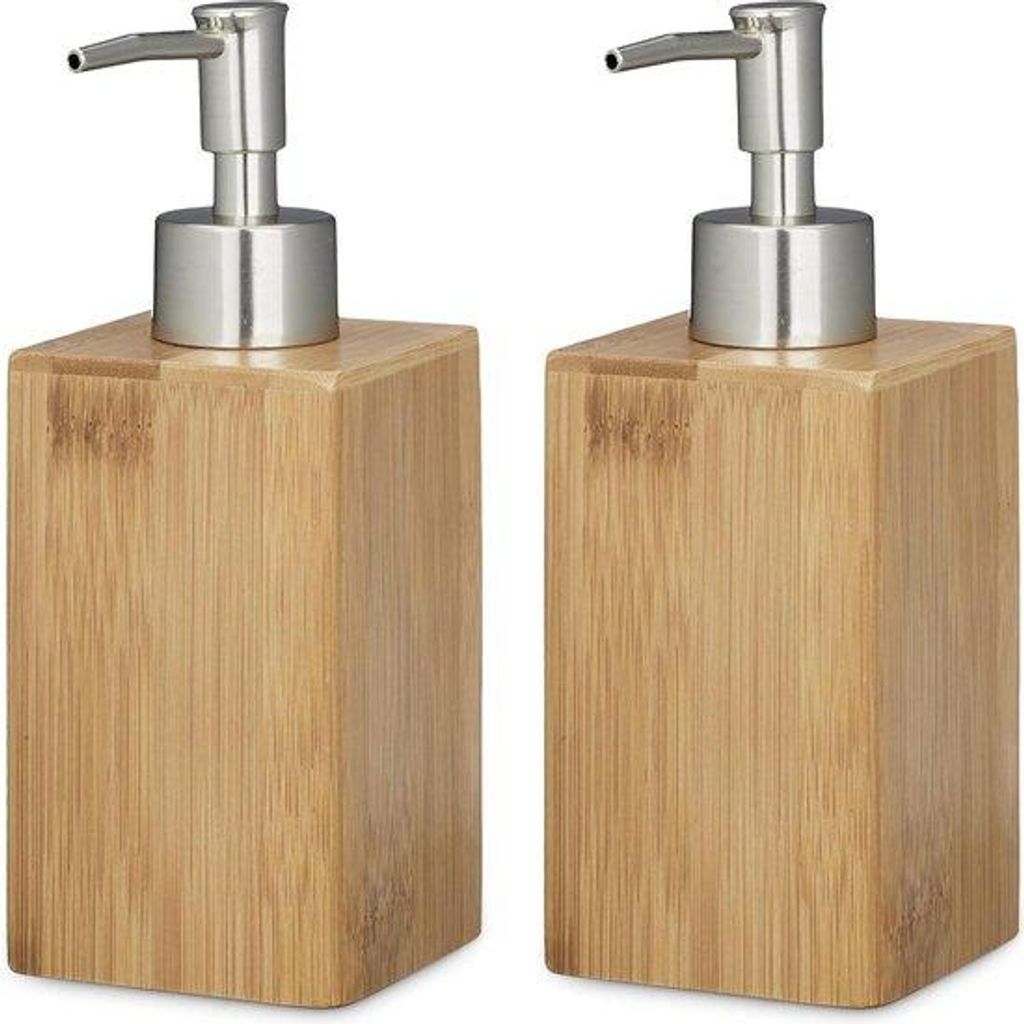 Bambus-Handseifenspender 240 ml Fassungsvermögen - Lotion-Dispenser mit Dosierpumpe - Manuell - HBD ca. 18x6,5x8 cm - Natur