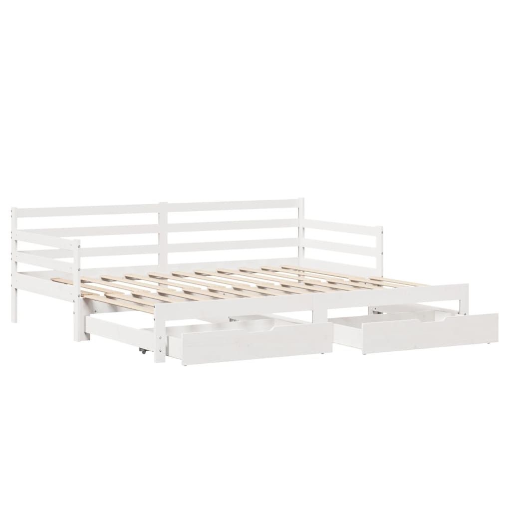 "im Sonderangebot"Tagesbett - Einzelbett/Jugendbett mit Lattenrost - Ausziehbar mit Schubladen ohne Matratze - Weiß 90x190cm - Klassische Betten D...