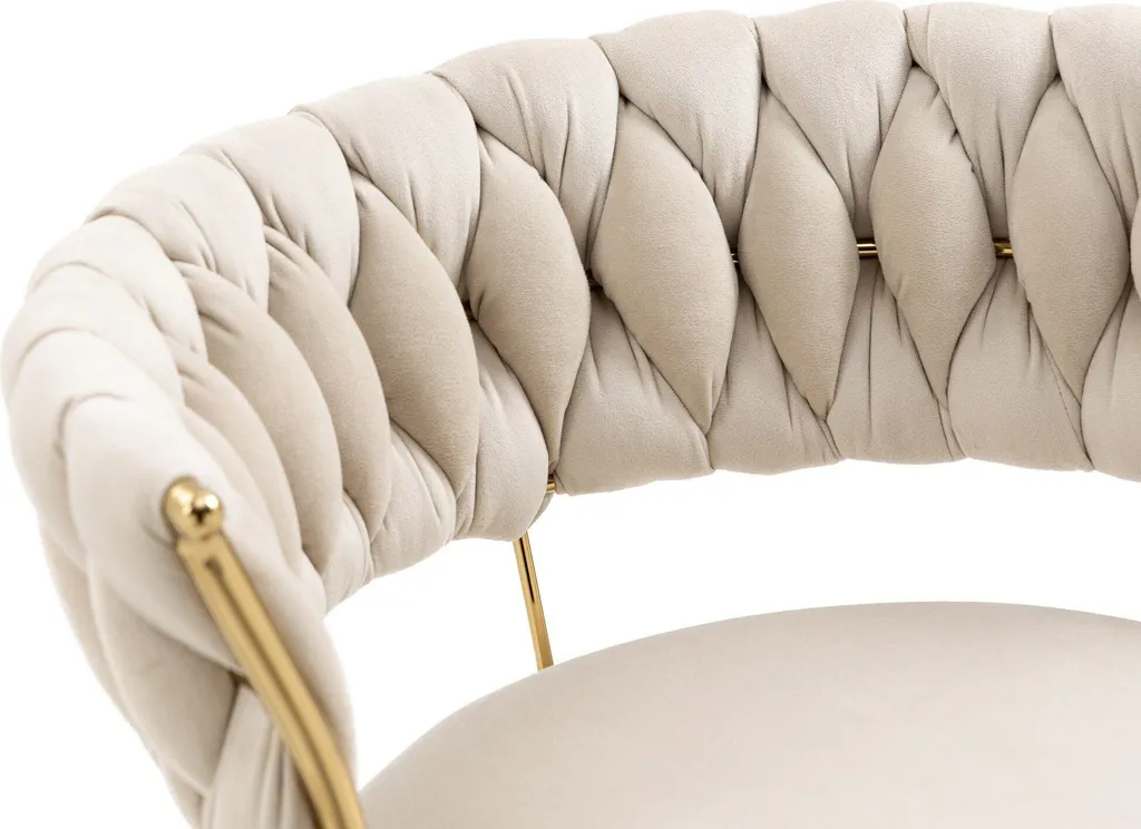 Tabouret bar confortable velours ivoire : assise stable et réglable - 4