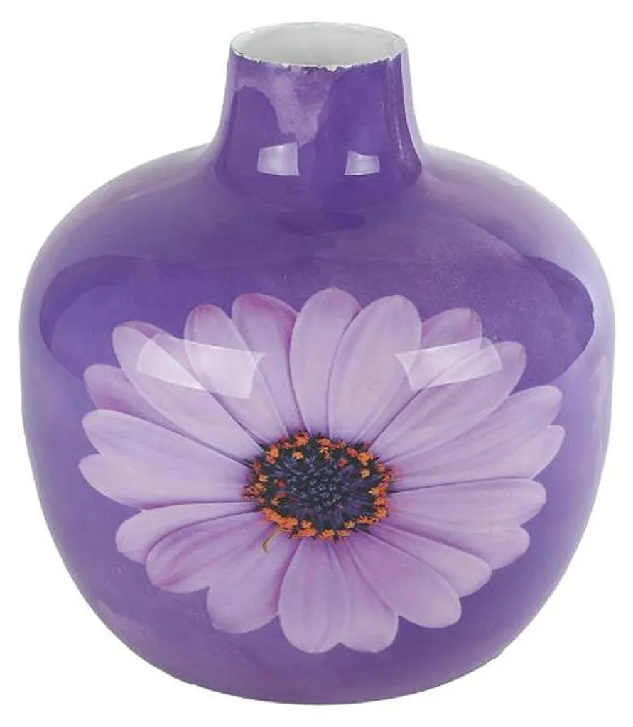 Vase Gerbera violet en métal jouet décoratif design 18x18x18cm
