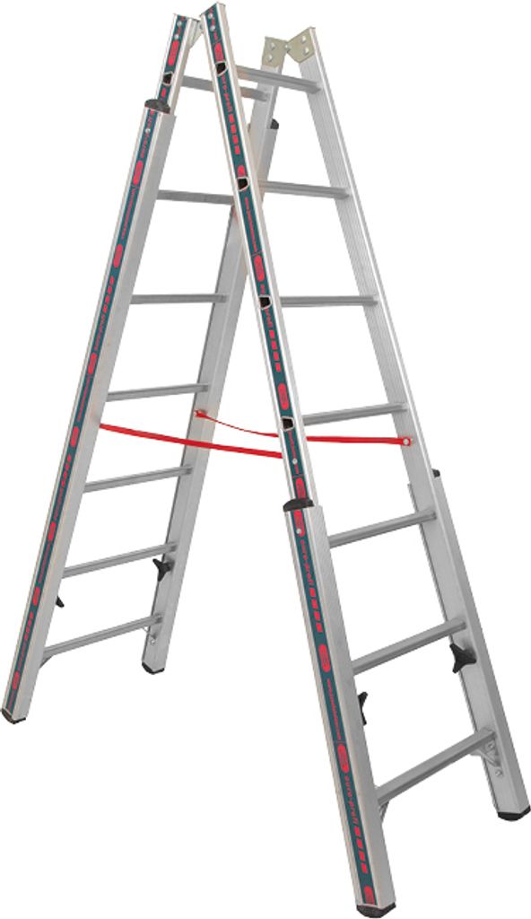 Alu Treppen-Stehleiter Mod. S30576 - Sprossenanzahl: 2 x 7, Länge max.: ca. 2,10 m