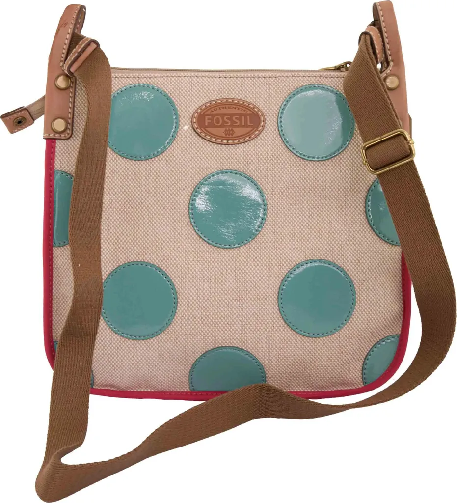 Sac femme Fossil Key-per Crossbody : Élégance Aqua Beige et toile