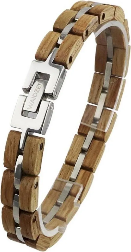 Bracelet Element Waidzeit EL-Y02 en bois de whisky et acier argenté