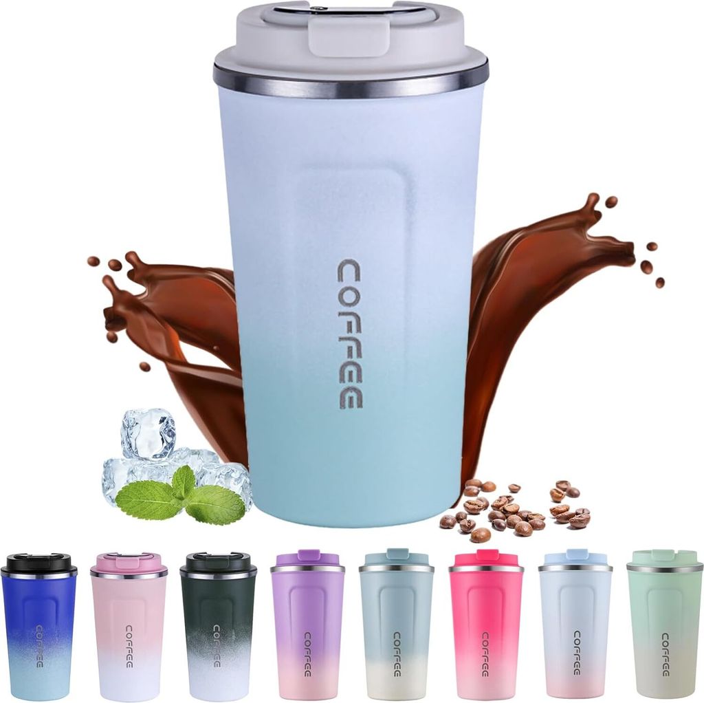 Coffee Mug to Go Thermo, 510 ml Capacity, BPA-Free, Coffee Mug with Lid, Leak-Proof, Double-Walled Insulated Vacuum Stainless Steel Thermal Mug, Co...