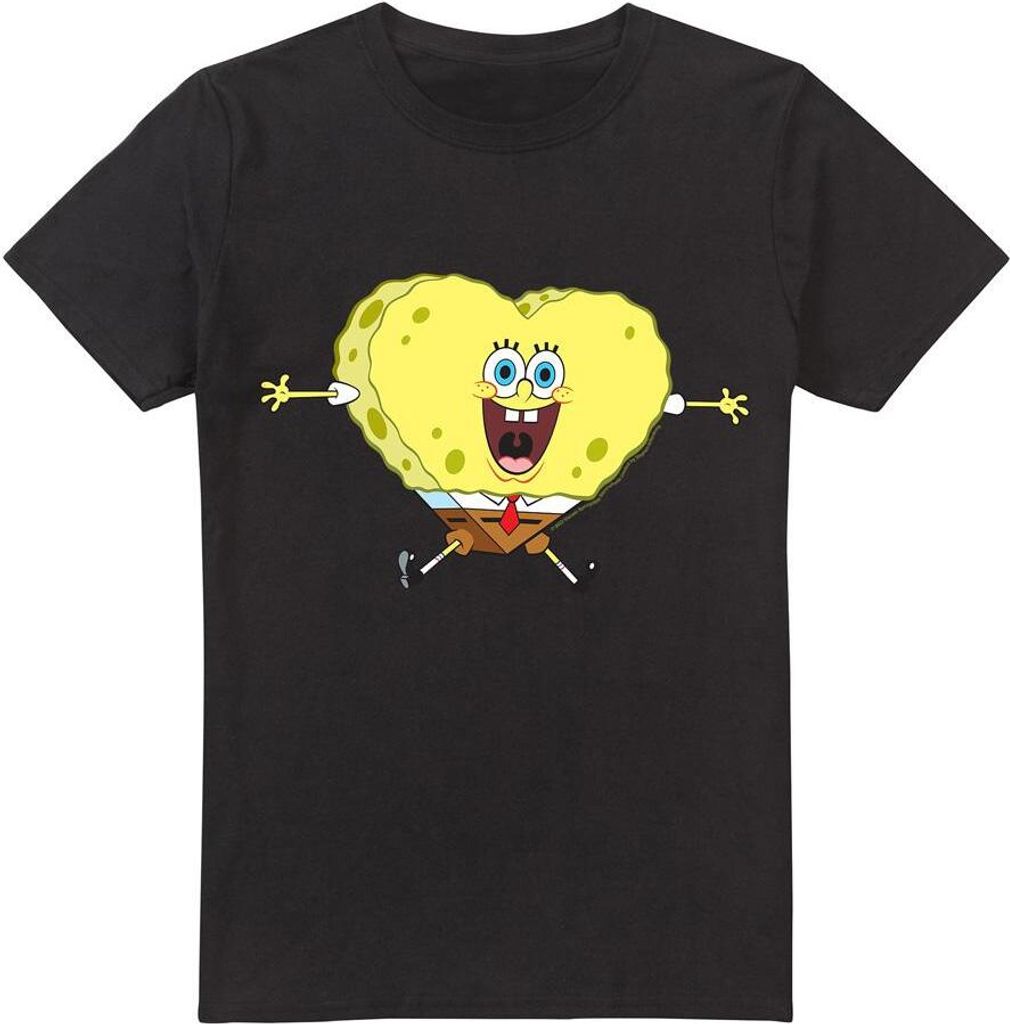 SpongeBob SquarePants - "Heart-Shaped" T-Shirt für Herren - Valentinstag TV6373 (L) (Schwarz)