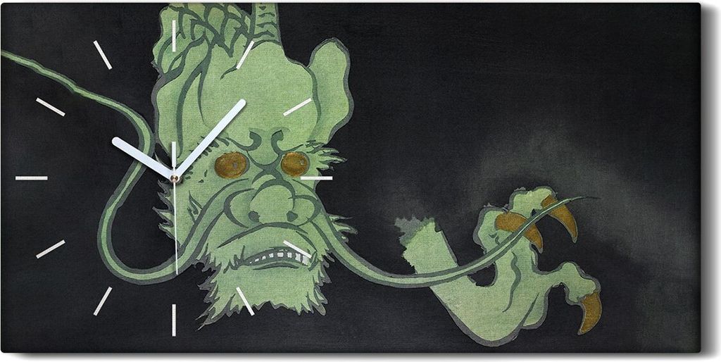 Küche Wohnzimmer Wand Leinwand Uhr 60x30 Malerei Abstrakte Asiatischer Drache - weiße Hände