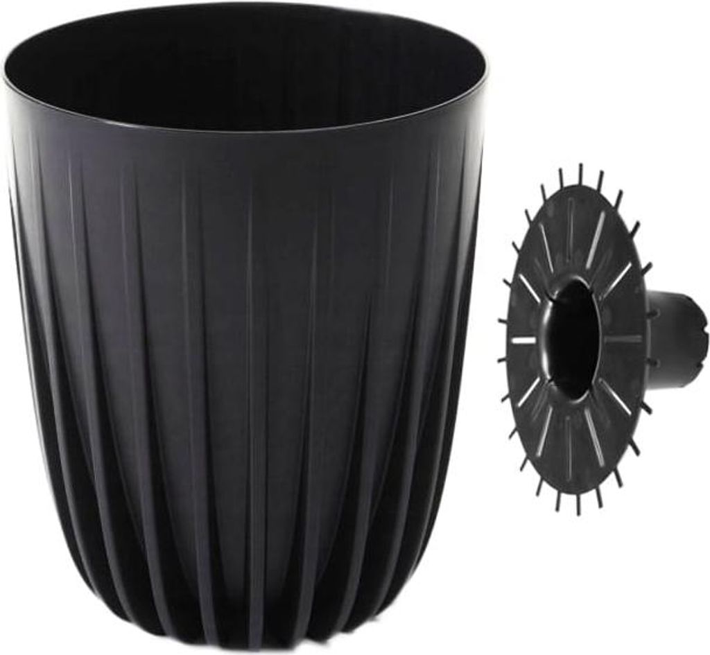 Mira Eco zwarte plastic bloempot met binnenpot, 25 cm Productafbeelding 