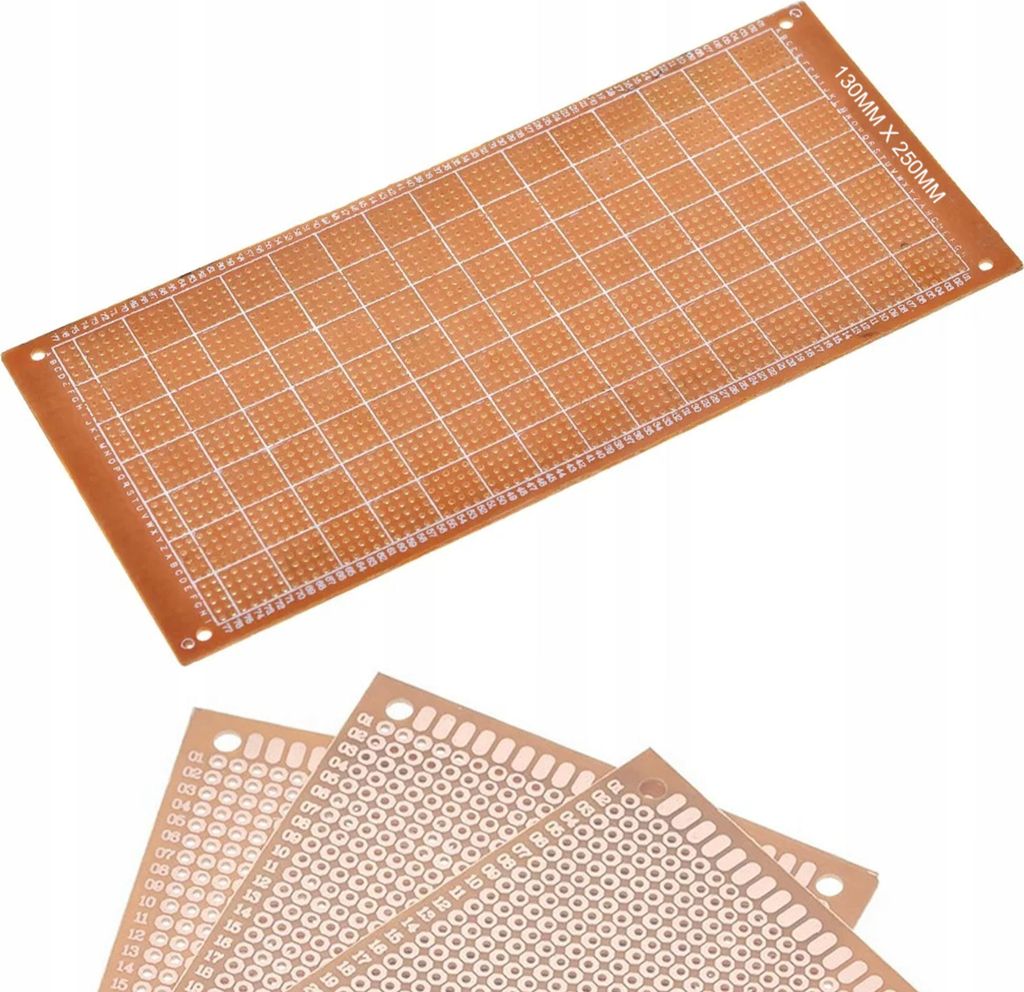 Rosfix Universelle Prototypenplatine – Einseitig 130 x 250 mm | THT-Montage, 2,54 mm Raster | Ideal für Elektronikbau | Prototypen-Platinen