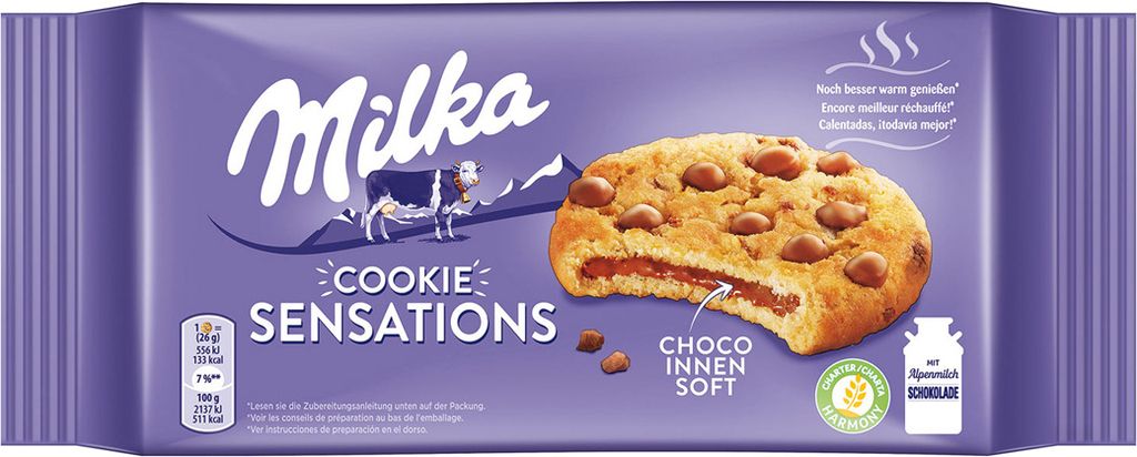 Milka Cookies Sensations innen schokoladig 156g Produktbild 