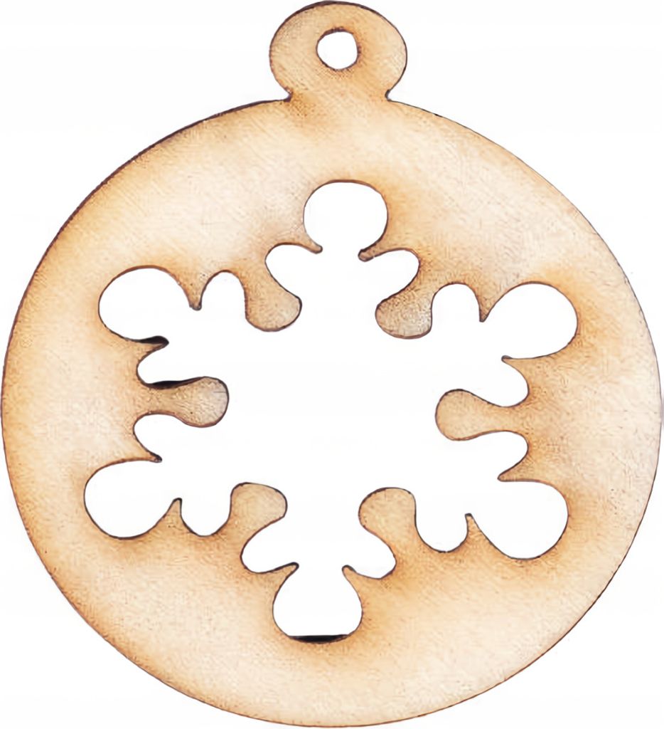 Holzkugel Anhänger Dekoration 6 cm Dekor - Schneeflocke