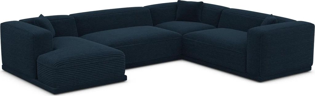 Cord U-Form XXL Wohnlandschaft Diora Dunkelblau Links