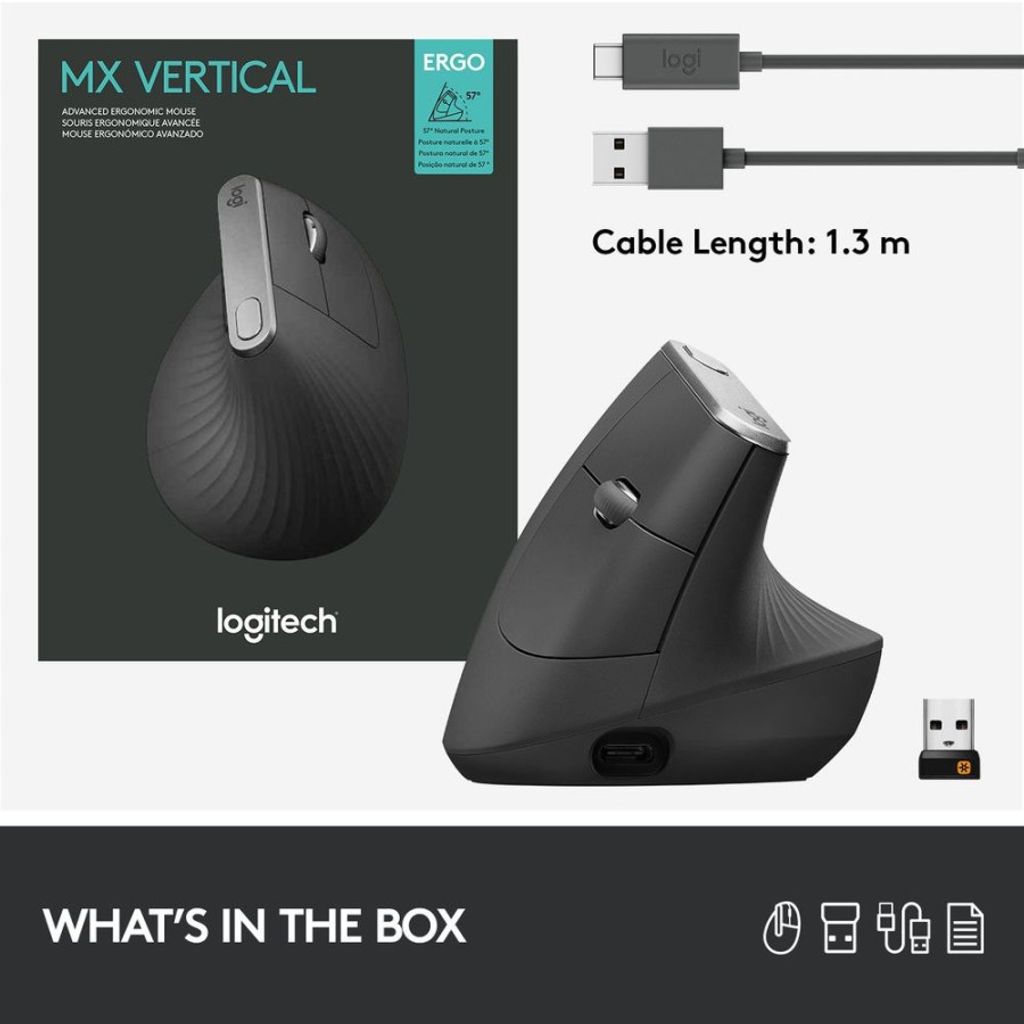 Logitech Wireless Mouse MX Vertical ergonomisch black Obrázok produktu 43
