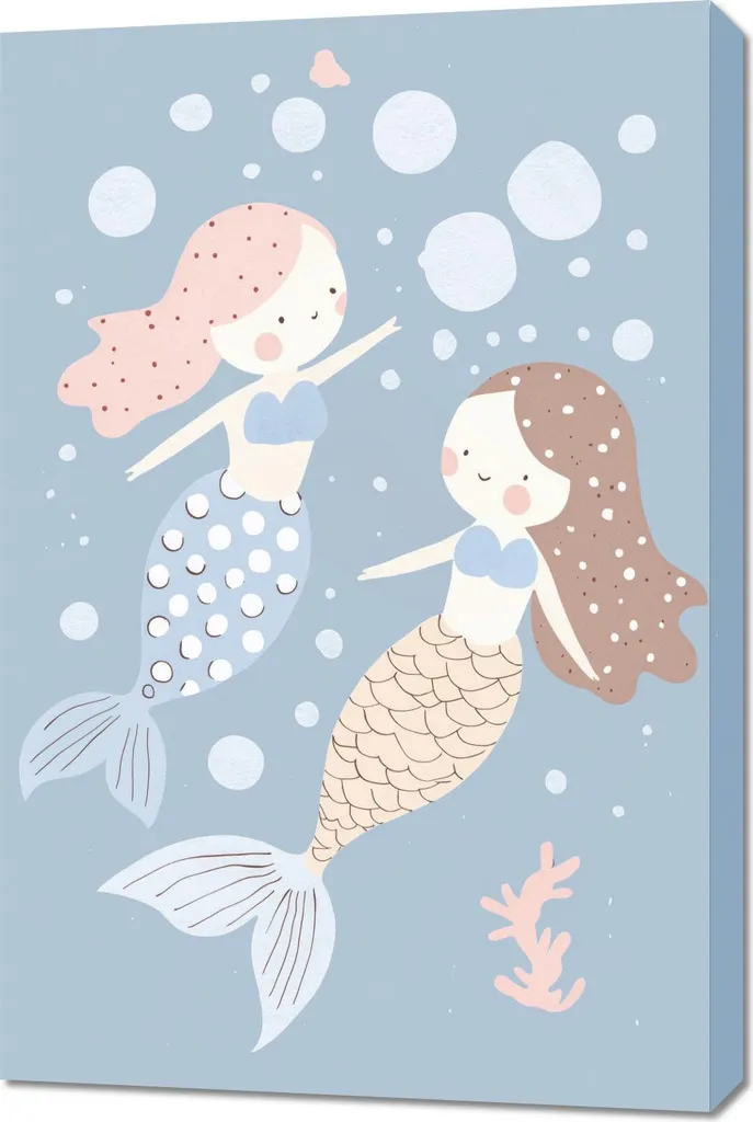 Quadro Sirenetta per Bambini 60x90 - Regalo Ideale Nascita e Compleanno