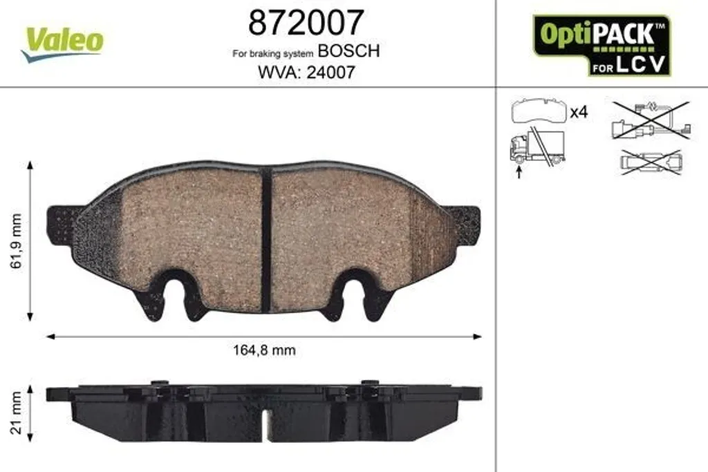 Garnitures de frein OE 4216110 Valeo pour Mercedes Vito W639 série