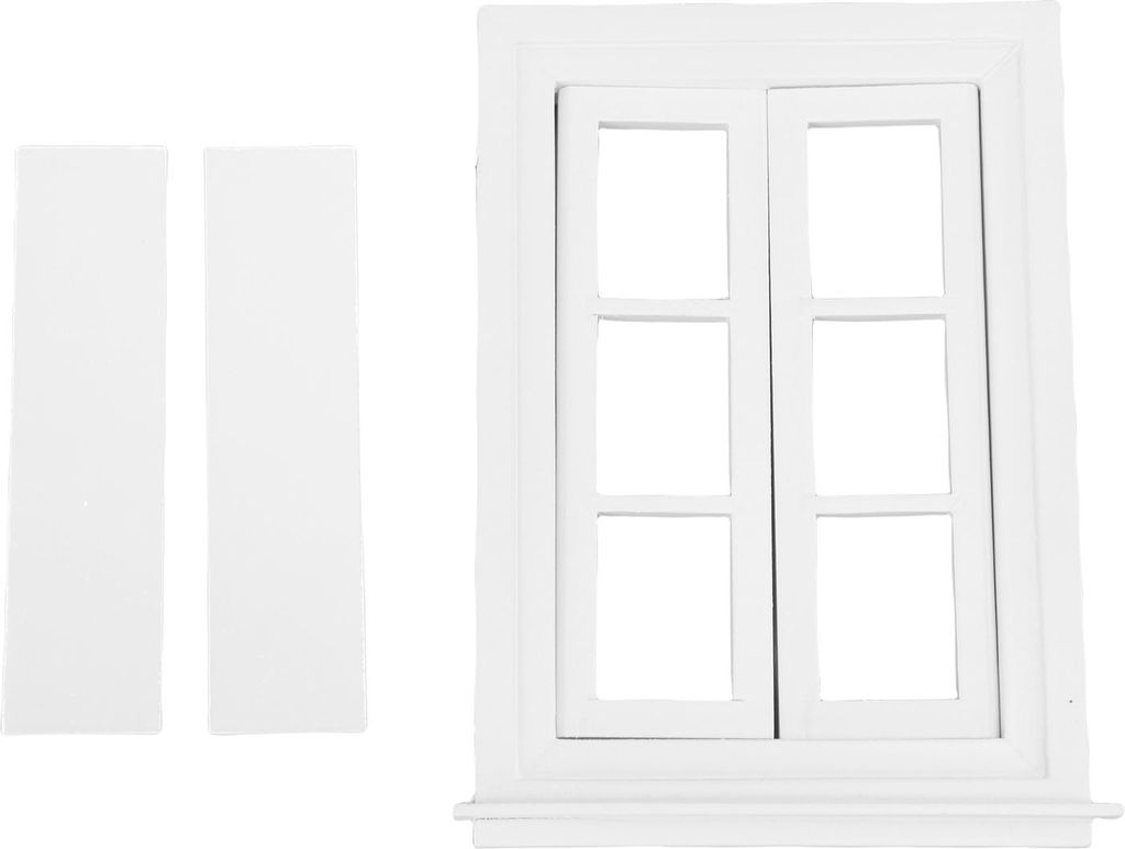 Miniatur-Fenster aus Holz im Maßstab 1:12, doppelte Öffnung, 6 Gitter, Puppenhaus-Möbelzubehör für die Inneneinrichtung