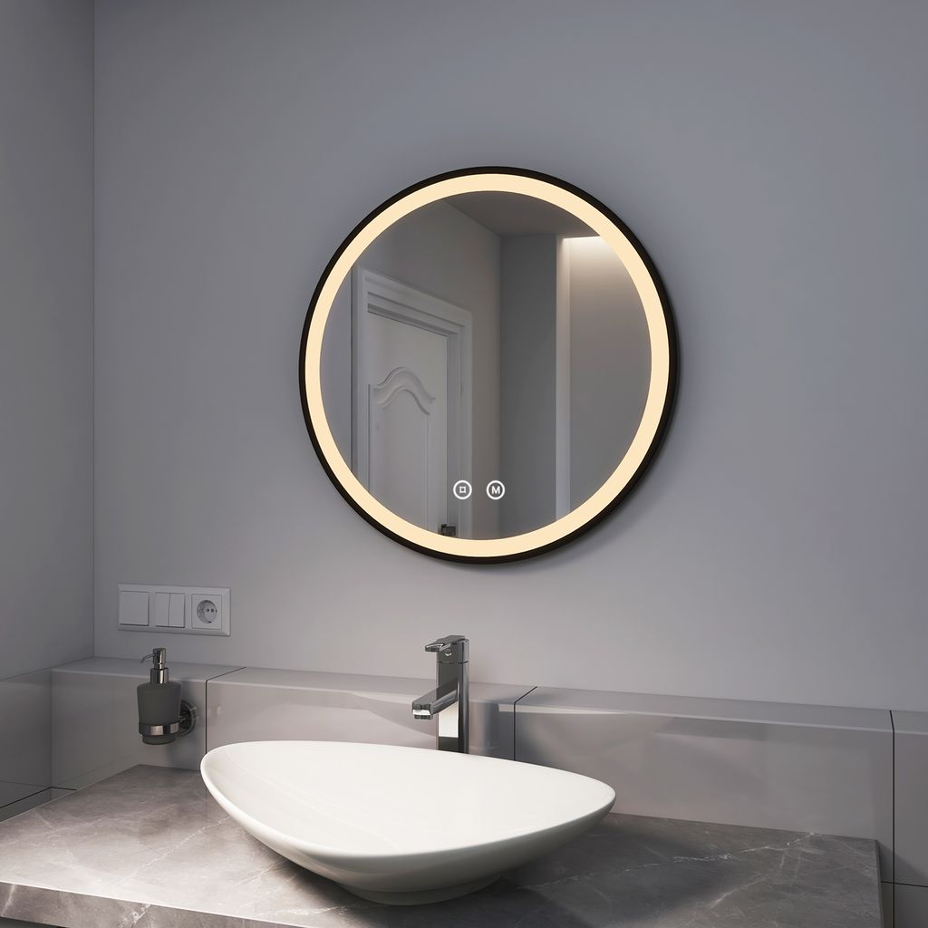 WISFOR LED Badspiegel Rund Wohnen & Einrichten Wohnaccessoires Spiegel Badspiegel 60cm LED 