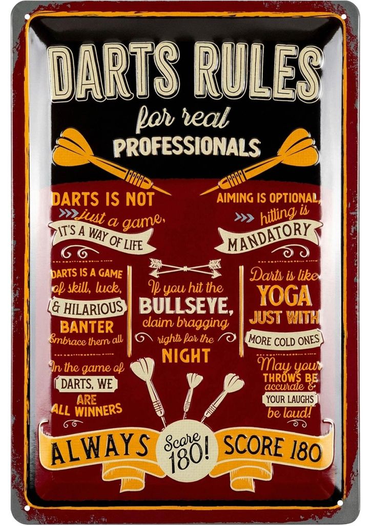 LANOLU Retro Blechschild Dart Geschenke für Männer, Dart Schild, Dart Dekoration für Pub oder Dartkeller, Dart Fanartikel 20x30cm